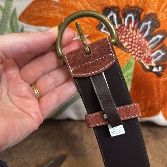 VINTAGE COACH BELT 02/03 SOHO SOLID BRASS BUCKLE GROMMETS RUST SUEDE LEATHER XL - Picture 8 of 12